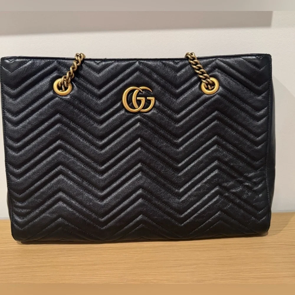 GUCCI GG Marmont Zip Tote Matelasse Leather EUC - Picture 14 of 15